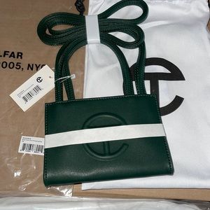 Small dark olive green shopping bag